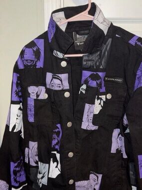 Hypland Black & Purple Manga Patch Denim Jacket